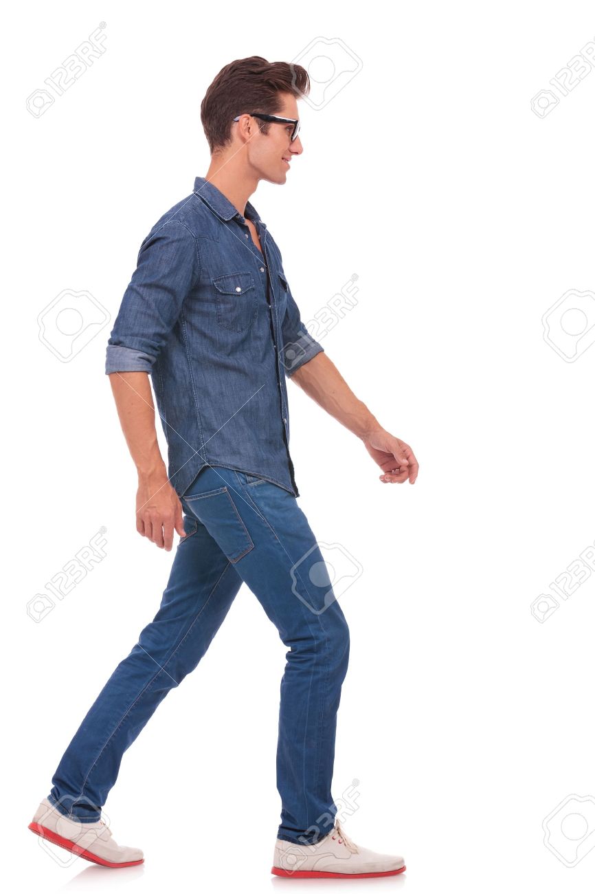Side View Of A Casual Young Man Walking And Looking Forward, Away From The Camera - Side View Of A Person Standing, Transparent background PNG HD thumbnail