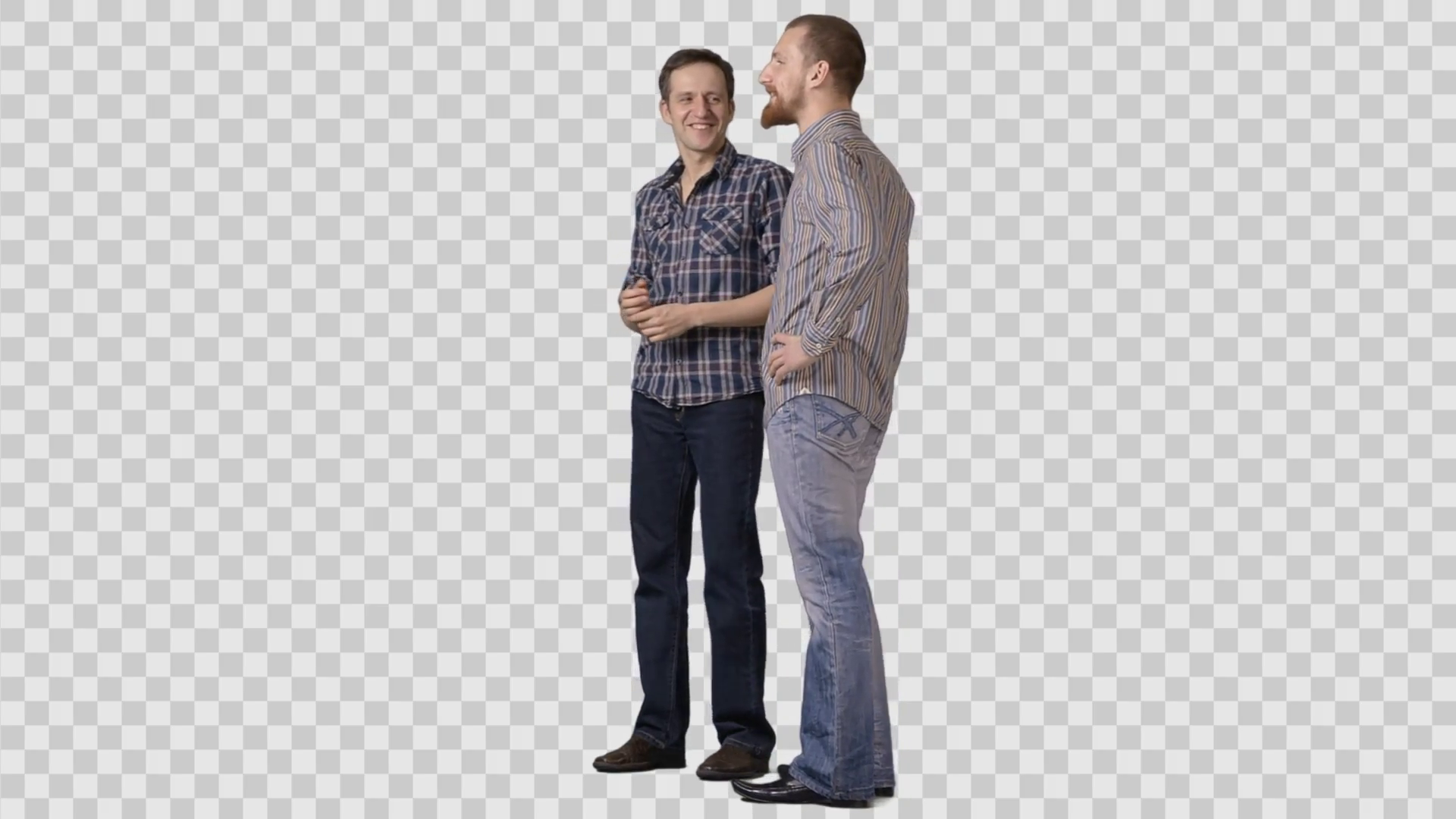 Two Men In Casual Clothing Stand Side By Side, Talks, Laugh Side View. Footage With Alpha Channel Stock Video Footage   Videoblocks - Side View Of A Person Standing, Transparent background PNG HD thumbnail