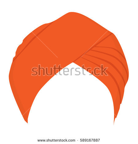 Vector Illustration Orange Turban Headdress Isolated On White Background. Sikh Turban Icon. - Sikh Turban, Transparent background PNG HD thumbnail