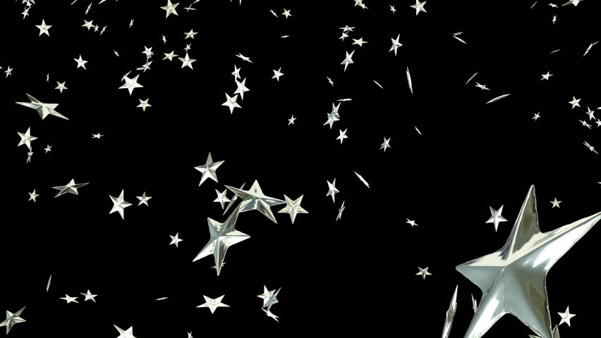 Animated Falling And Spinning Silver Stars Against Transparent Background 2 In 4K (Alpha Channel Embedded - Silver, Transparent background PNG HD thumbnail