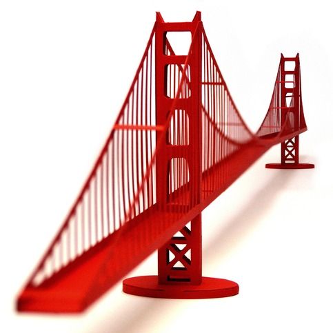 Golden Gate Bridge Paper Model Craft Kit - Simple Golden Gate Bridge, Transparent background PNG HD thumbnail
