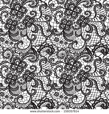 Lace Black Seamless Pattern With Flowers On White Background - Simple Lace Patterns, Transparent background PNG HD thumbnail