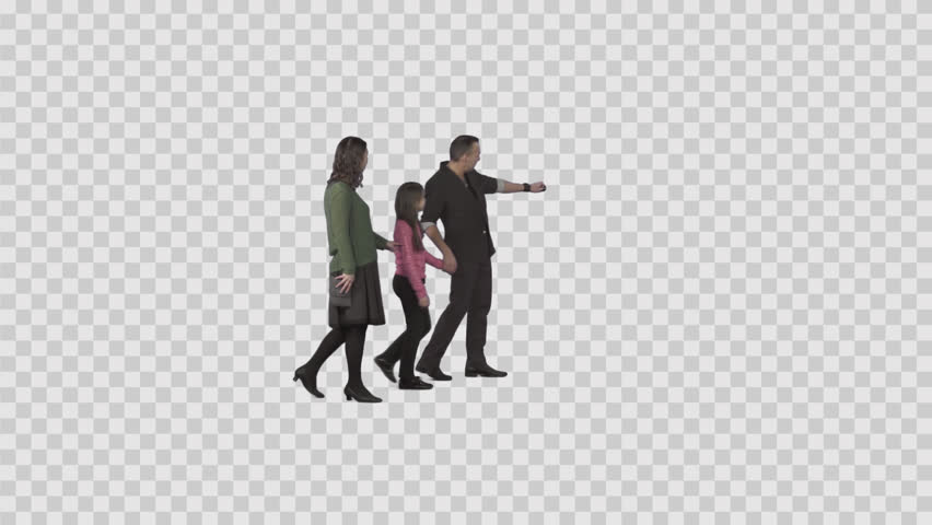 Family (Father, Mother, Daughter) Walks U0026 Looks At Something. Footage With - Sister, Transparent background PNG HD thumbnail
