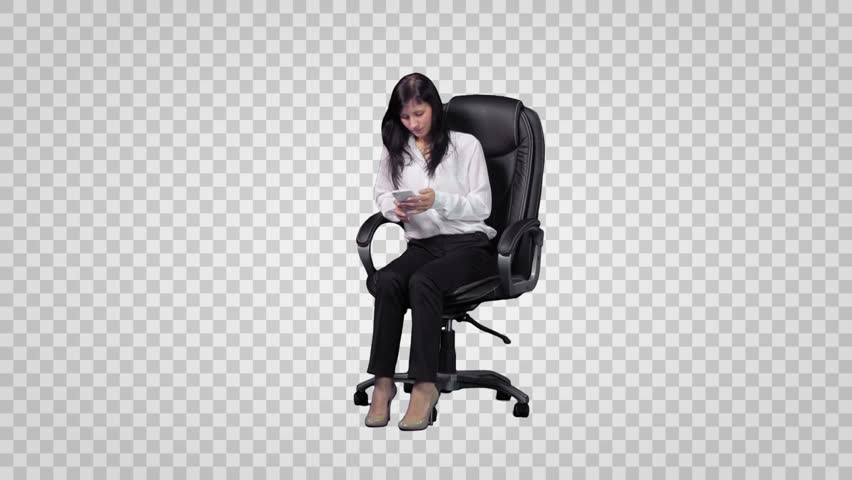 Brunette Girl Sits On A Chair And Writes A Text Message On A Mobile Phone Footage With Alpha Channel. File Format   Mov. Codec   Png Alpha Combine These Hdpng.com  - Sitting, Transparent background PNG HD thumbnail