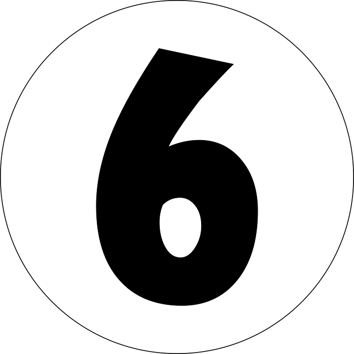 Six, 6, Number, Numeral, Typography - Six Black And White, Transparent background PNG HD thumbnail