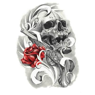 Rose And Skull Tattoo - Skull Tattoo, Transparent background PNG HD thumbnail