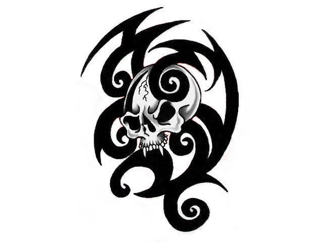 Tribal Skull Tattoos Png Image #30741 - Skull Tattoo, Transparent background PNG HD thumbnail