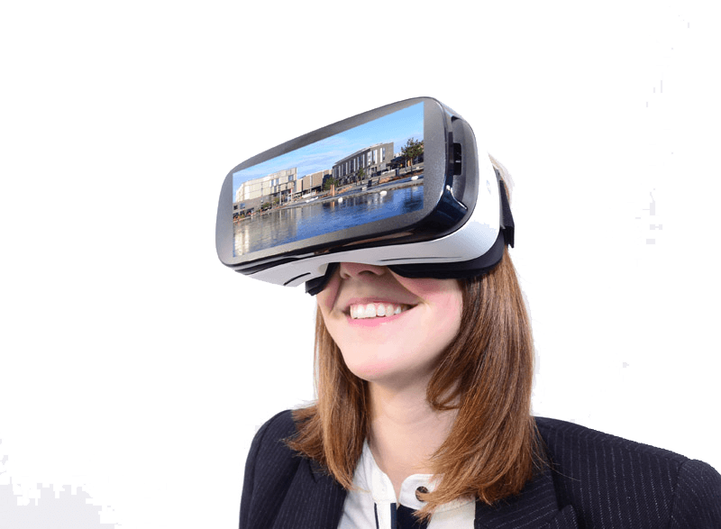 Smiling Woman Wearing Virtual Reality Headset - Virtual Reality, Transparent background PNG HD thumbnail