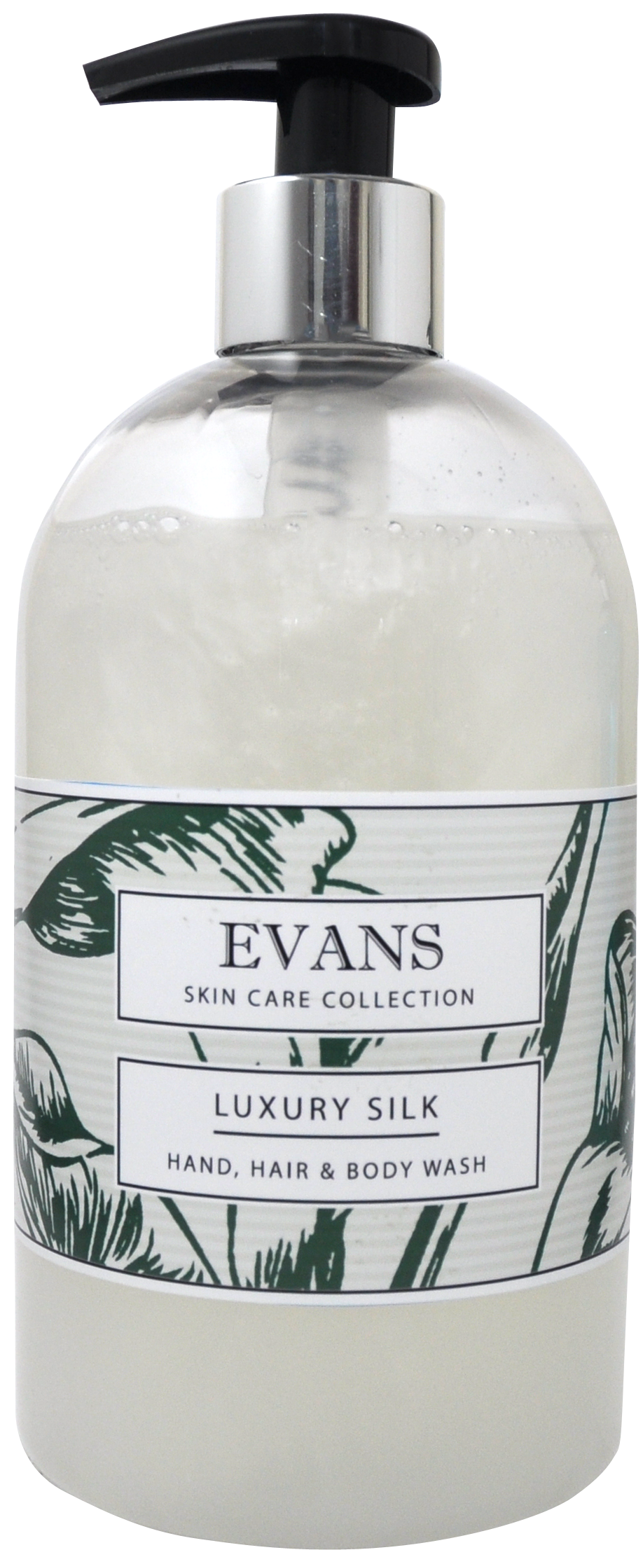 Evans Vanodine Luxury Silk   Enriched Hand Soap, Body Wash And Hair Shampoo   500Ml Pump Bottle - Soap Bottle, Transparent background PNG HD thumbnail