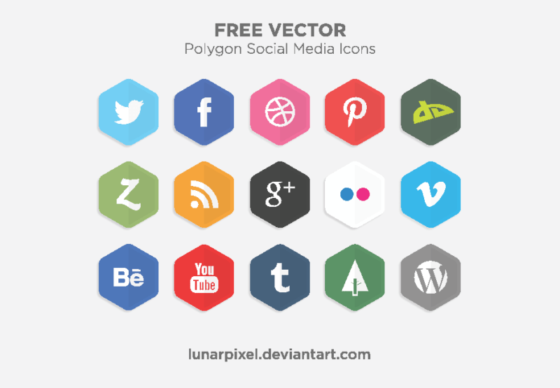 Free Vector Polygon Social Media Icons. Polygon - Social Media Vector, Transparent background PNG HD thumbnail