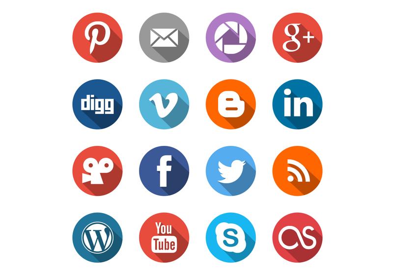 Round Social Media Icons Vector Set - Social Media Vector, Transparent background PNG HD thumbnail