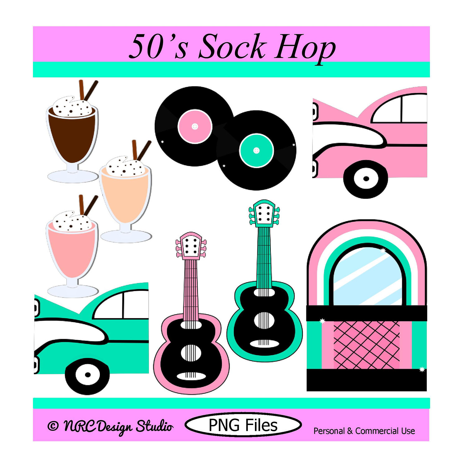 1950s sock hop clipart