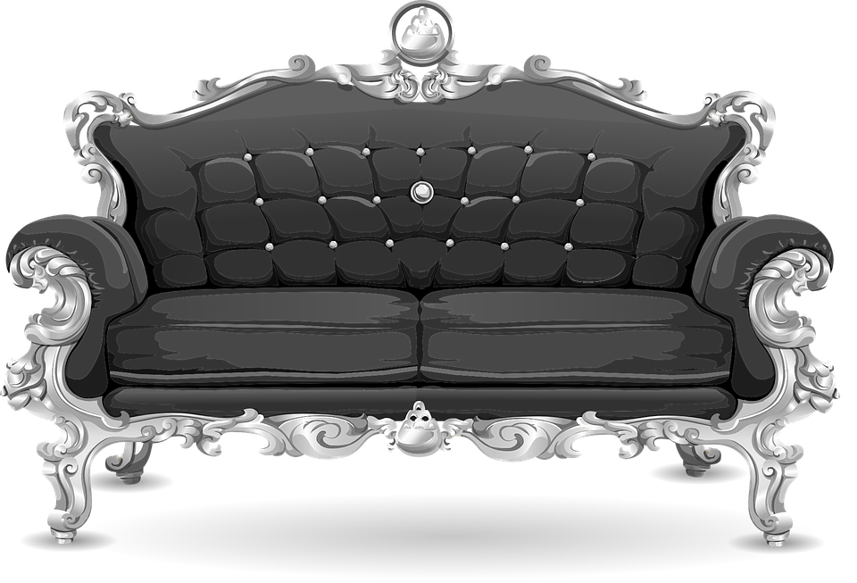 Couch, Sofa, Loveseat, Black, Ornate, Cushions   Couch Hd Png - Sofa, Transparent background PNG HD thumbnail