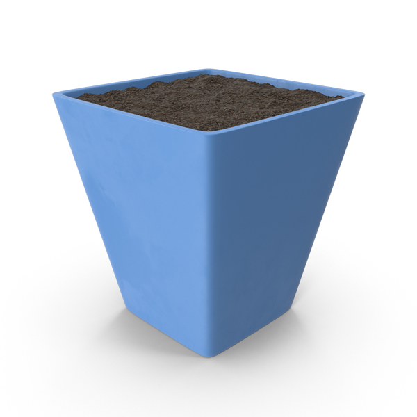 Blue Flower Pot With Soil - Soil In A Pot, Transparent background PNG HD thumbnail