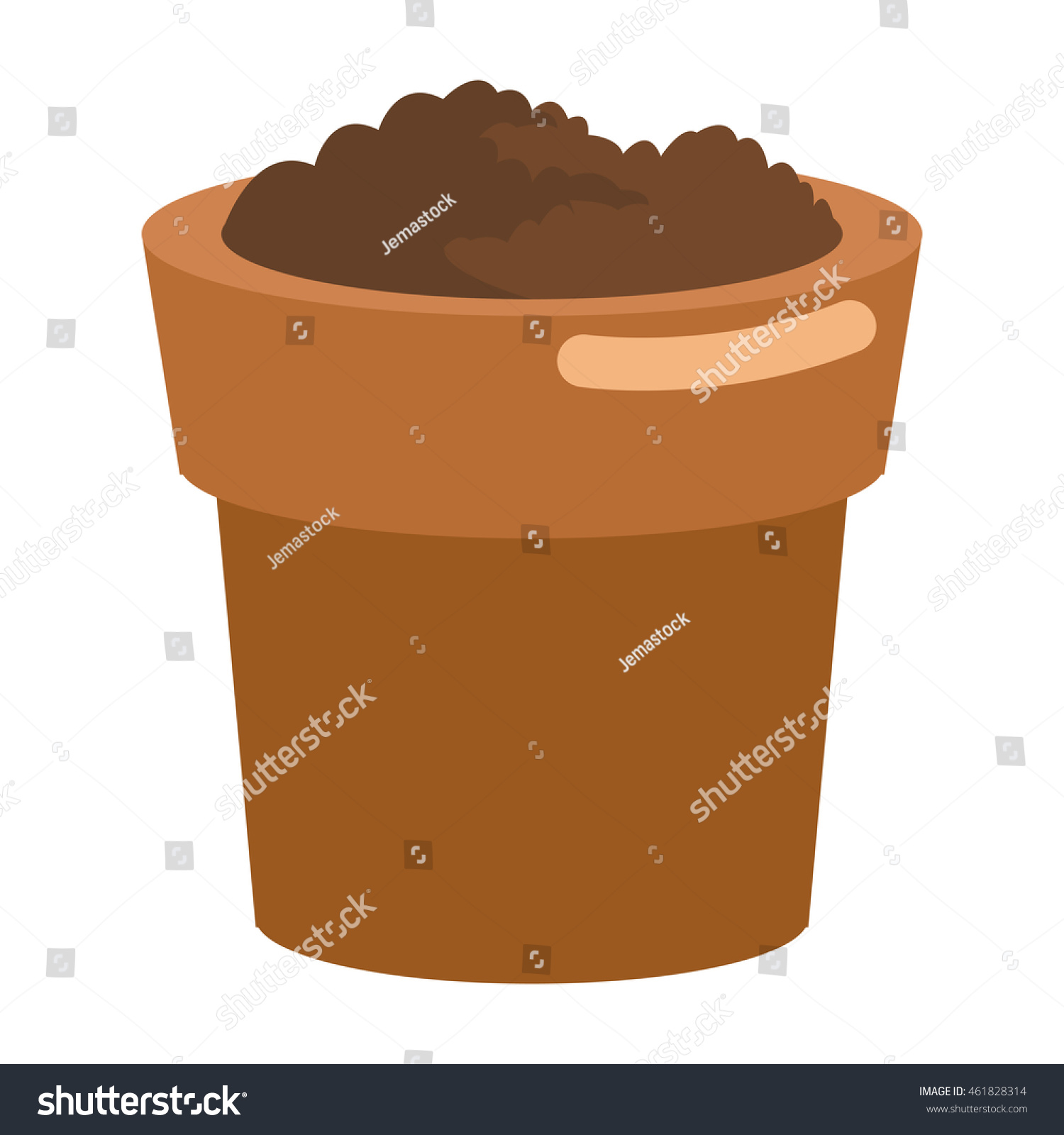 Flat Design Pot With Soil Icon Vector Illustration - Soil In A Pot, Transparent background PNG HD thumbnail