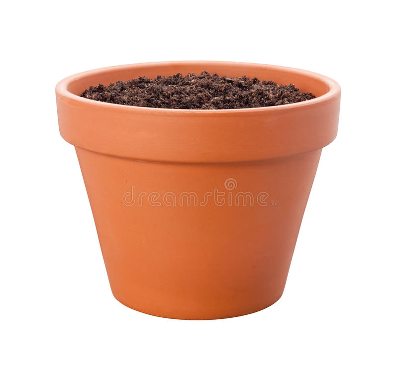Flower Pot With A Clipping Path Isolated On White. Full Focus Front U0026 Back. Isolation Is On A Transparent Layer In The Png Format. - Soil In A Pot, Transparent background PNG HD thumbnail