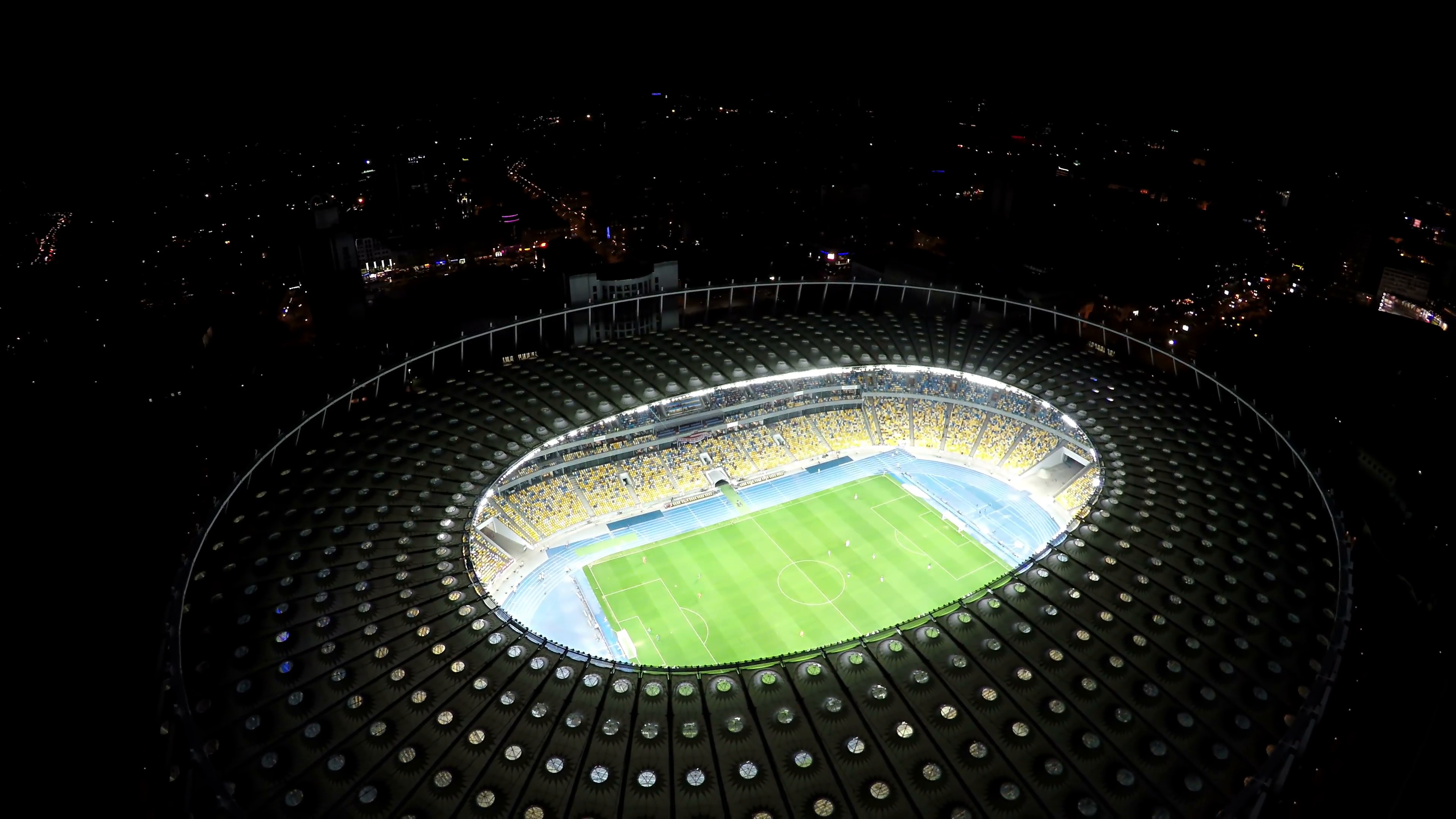 Soccer Match On Field At Illuminated Stadium, Modern Sports Arena, Aerial Shot Stock Video Footage   Videoblocks - Sports Arena, Transparent background PNG HD thumbnail