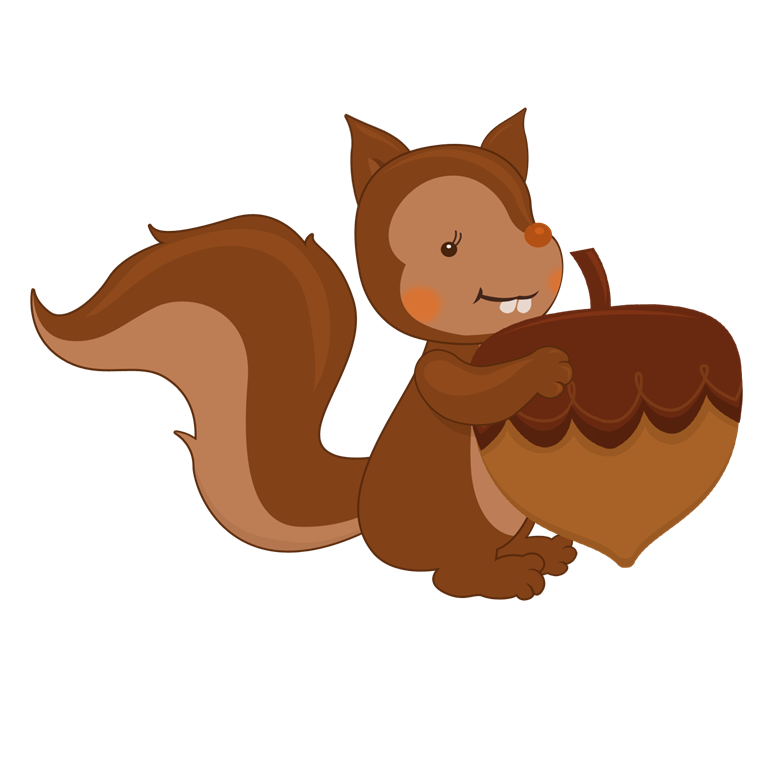 cute cartoon squirrel with nu