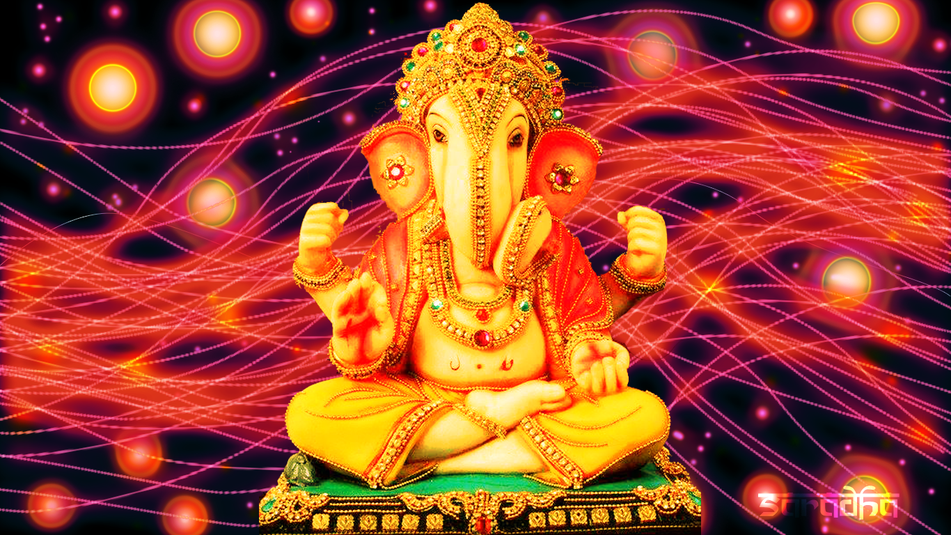 Sri Ganesha: Ganesh Ganapati Luminescent Lines Background Wallpaper . - Sri Ganesh, Transparent background PNG HD thumbnail