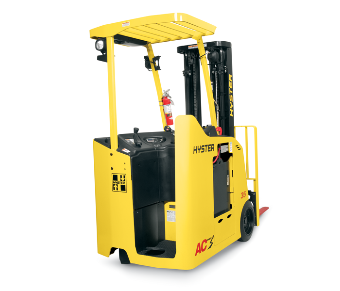 Hyster Asia | E30 40Hsd2   3 Wheel Stand On Forklift, Stand On Lift Truck, Warehousing - Stand Up Forklift, Transparent background PNG HD thumbnail