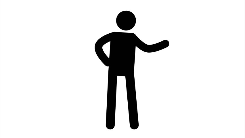 Male Stick Figure Character Waves, Introduces And Presents   4K Stock Video Clip - Stick Figure, Transparent background PNG HD thumbnail