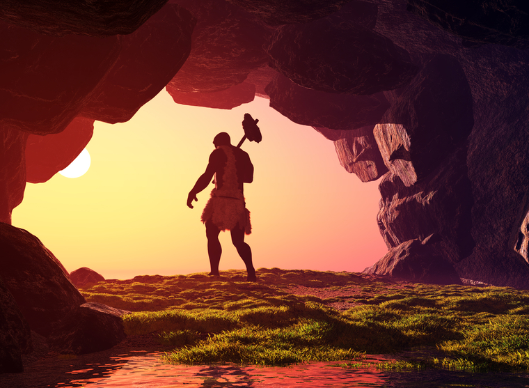 Paleo Man - Stone Age Man Hunting, Transparent background PNG HD thumbnail