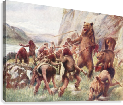 . Hdpng.com Stone Age Man Hunting Wild Bears. After A Work C.1920 Canvas Print Hdpng.com  - Stone Age Man Hunting, Transparent background PNG HD thumbnail