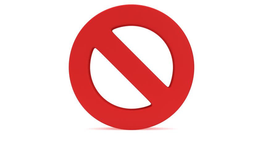No Sign Rotating On White Back. Forbidden. Prohibition. 3D Render Animation.   - Stop, Transparent background PNG HD thumbnail