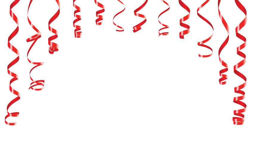 Party Decorations Red Streamers Or Curling Party Ribbons Animation. Ribbons Falling Down, Lining Up In The Form Of An Arch And Swaying. - Streamers, Transparent background PNG HD thumbnail