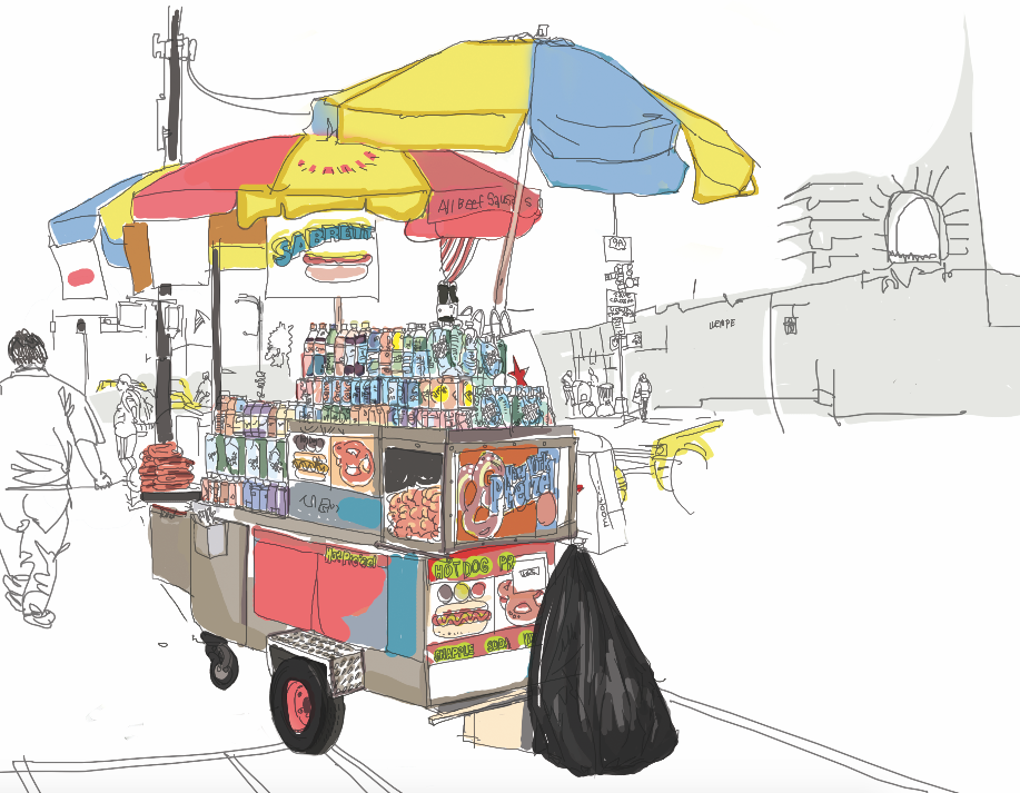 While Sketching New York Street, I Found Charms Of Each Various Street Vendor In Nyc. It Was Originally Drawn In A Rough Sketch. Later I Developed It For A Hdpng.com  - Street Vendor, Transparent background PNG HD thumbnail