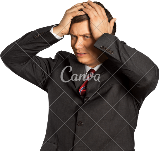 Stressed Out Businessman With Hands On Head - Stressed Out, Transparent background PNG HD thumbnail