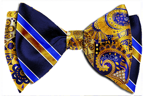 The Gold U0026 Blue Favor Bow Tie Gold Blue Paisley  Gold Blue Stripes  - Striped Bow Tie, Transparent background PNG HD thumbnail