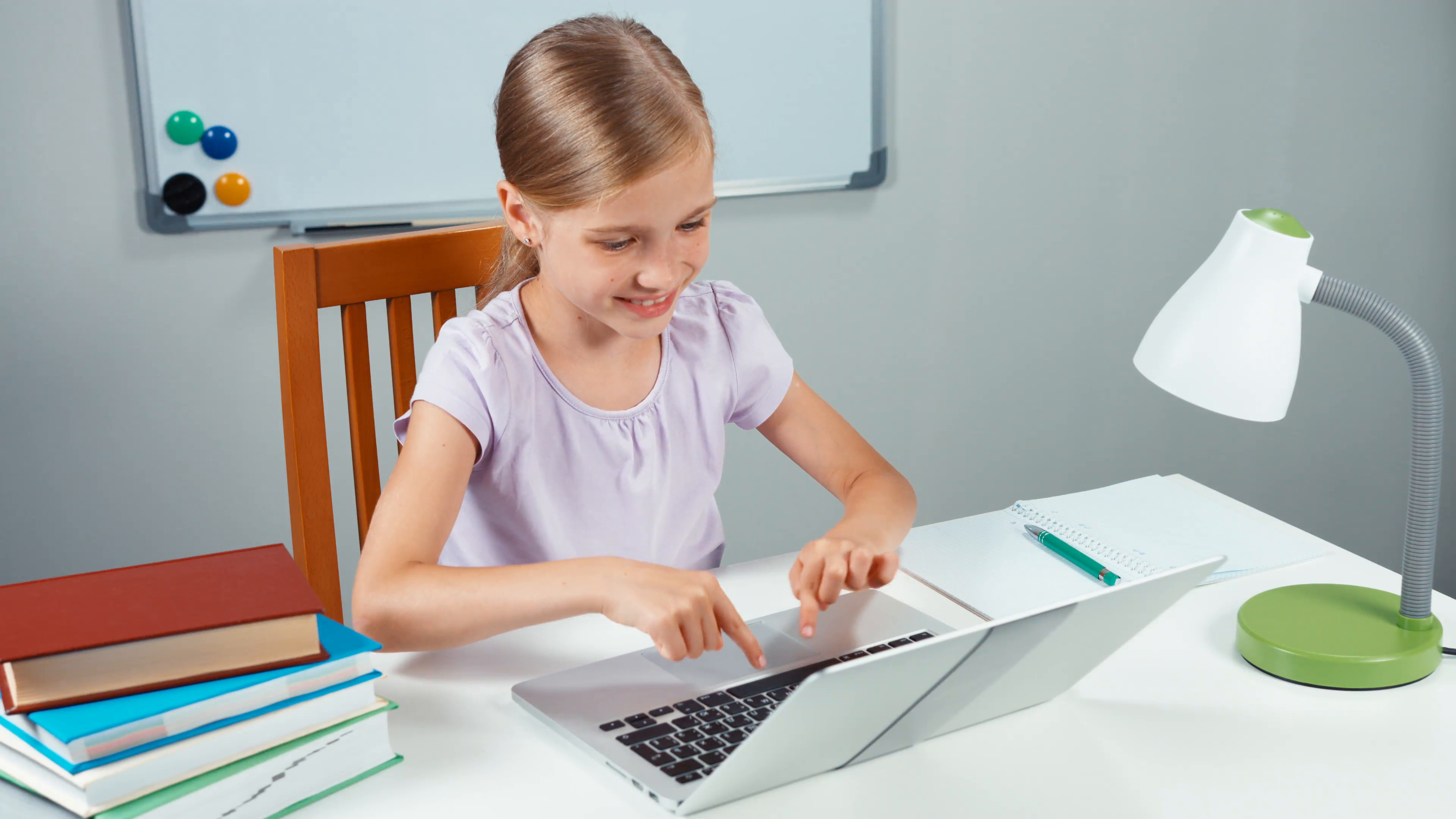 Cute Student Child Girl 7 8 Years Something Typing On Laptop And Closing Computer And Smiling At Camera Stock Video Footage   Videoblocks - Student Typing, Transparent background PNG HD thumbnail
