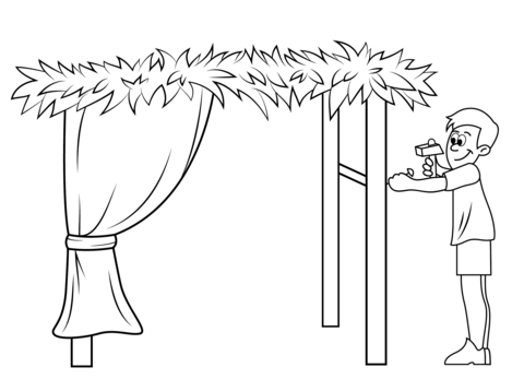 Click To See Printable Version Of Building A Sukkah For Sukkot Coloring Page - Sukkah, Transparent background PNG HD thumbnail