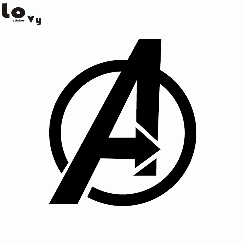 80S Superhero The Avengers Logo Vinyl Wall Sticker For Kids Room Home Decor In Wall Stickers From Home U0026 Garden On Aliexpress Pluspng.com | Alibaba Group - Superhero Black And White, Transparent background PNG HD thumbnail