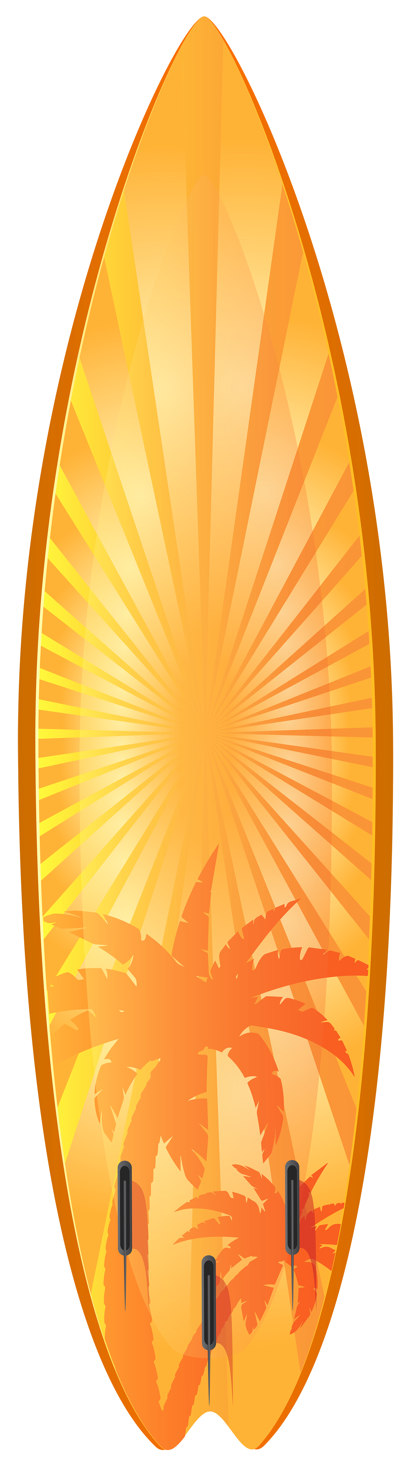 Orange Surfboard With Palm Trees Transparent Clip Art Image - Surfboard, Transparent background PNG HD thumbnail