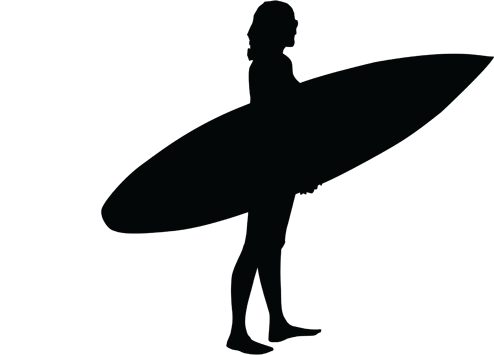 Boy surfing silhouette