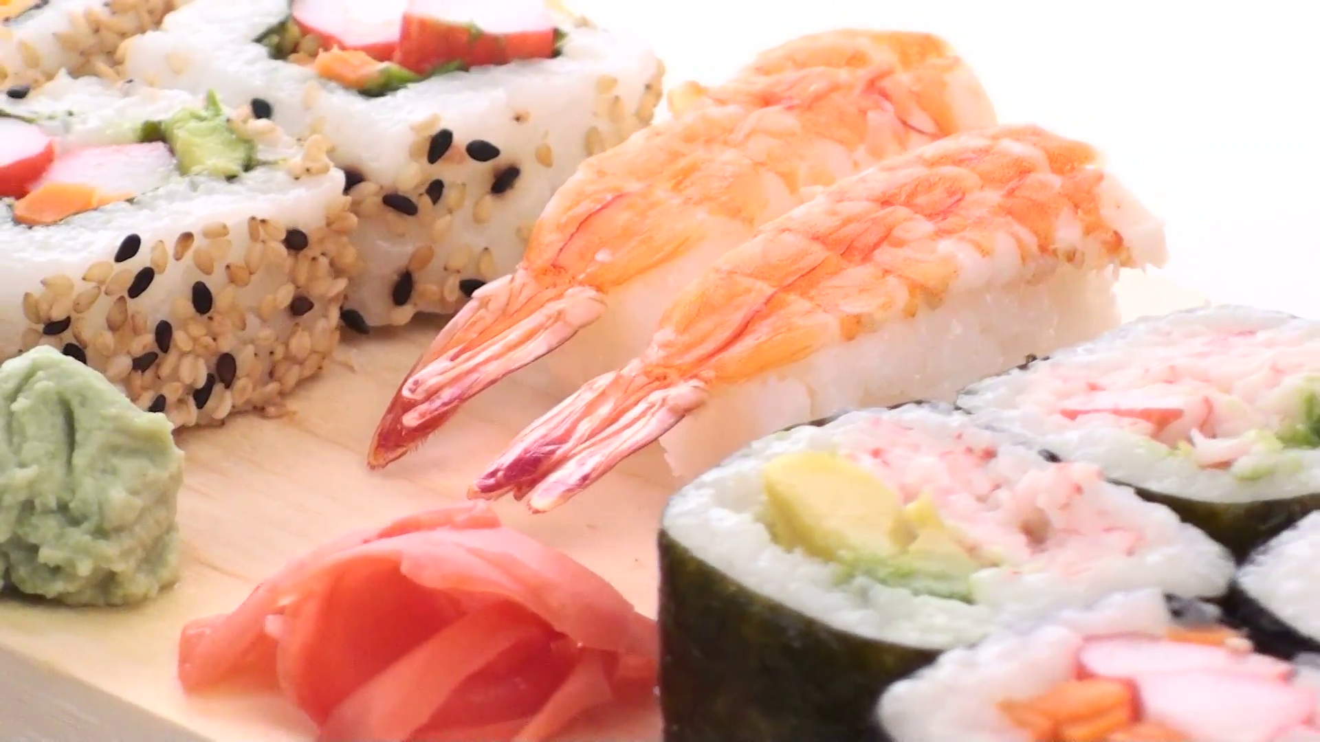 Sushi On Wooden Platter Zoom Out   Hd Stock Video Footage   Videoblocks - Sushi, Transparent background PNG HD thumbnail