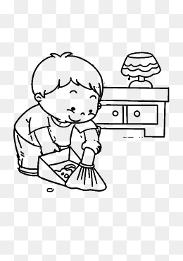 Boy Sweep The Floor, Sweep The Floor, Clean, Boy Png Image And Clipart - Sweeping Black And White, Transparent background PNG HD thumbnail