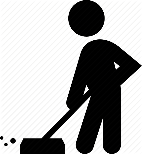 Broom, Clean, Custodian, Janitor, Person, Sweep, Sweeping Icon - Sweeping Black And White, Transparent background PNG HD thumbnail
