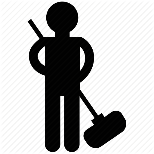 Clean, Cleaner, Cleaning, Sweeper, Sweeping, Sweeping Person Icon - Sweeping Black And White, Transparent background PNG HD thumbnail