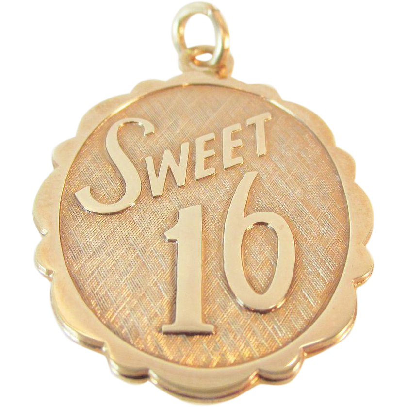 Lamode Sweet 16 Charm Pendant Karatclad 14K Sold | Ruby Lane - Sweet 16, Transparent background PNG HD thumbnail