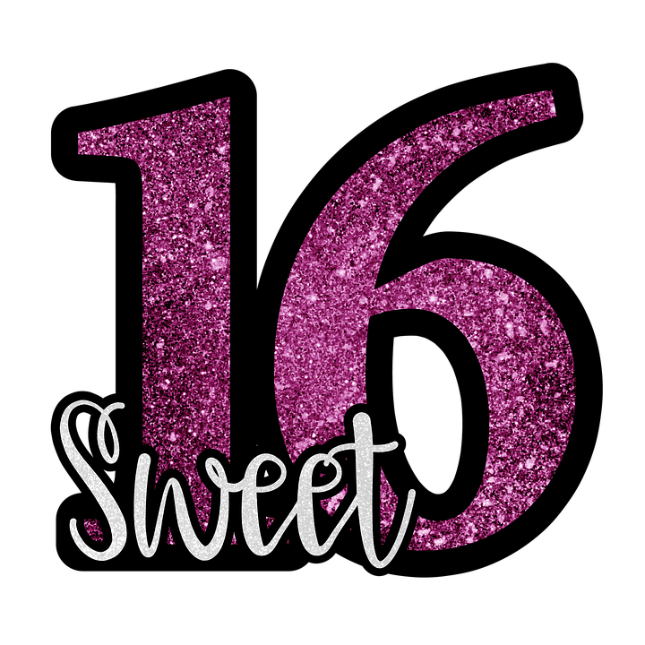 Sweet 16 Sweet Sixteen 16 Birthday Pink Glitter - Sweet 16, Transparent background PNG HD thumbnail