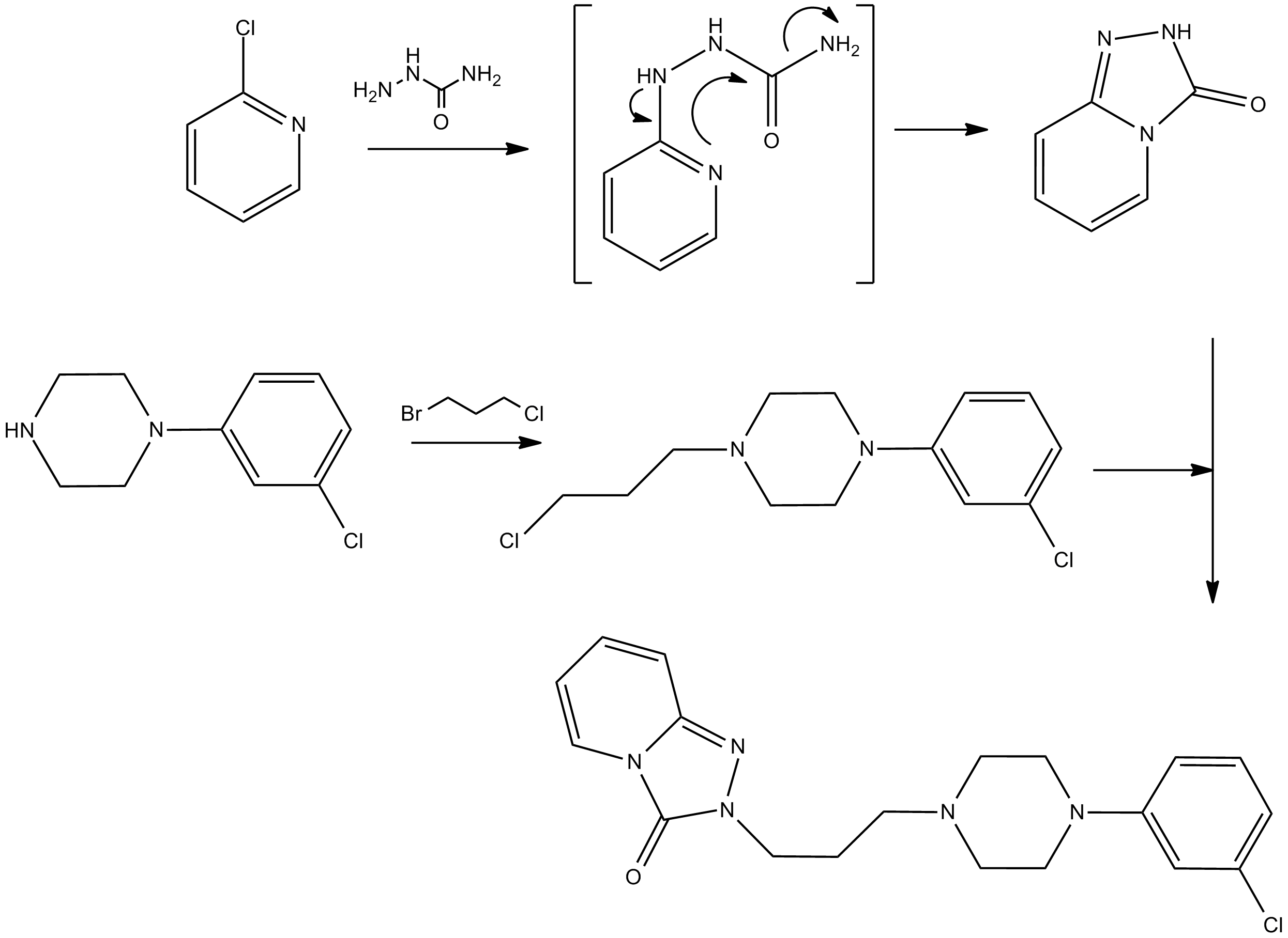File:trazodone Synthesis.png - Synthesis, Transparent background PNG HD thumbnail