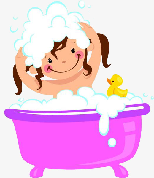 A Girl With A Bath And A Shampoo, Take A Shower, Bath, Wash - Take A Shower, Transparent background PNG HD thumbnail
