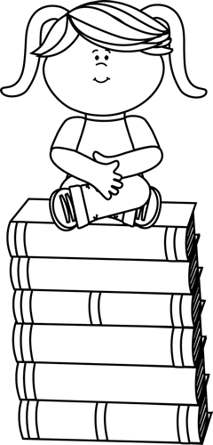 Black And White Black And White Girl Sitting On Books - Tall Stack Of Books Black And White, Transparent background PNG HD thumbnail