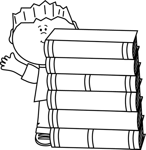 Black And White Boy Waving Behind Books - Tall Stack Of Books Black And White, Transparent background PNG HD thumbnail