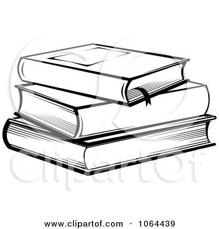 Drawings Of Books | Clipart Stack Of Books In Black And White   Royalty Free Vector - Tall Stack Of Books Black And White, Transparent background PNG HD thumbnail
