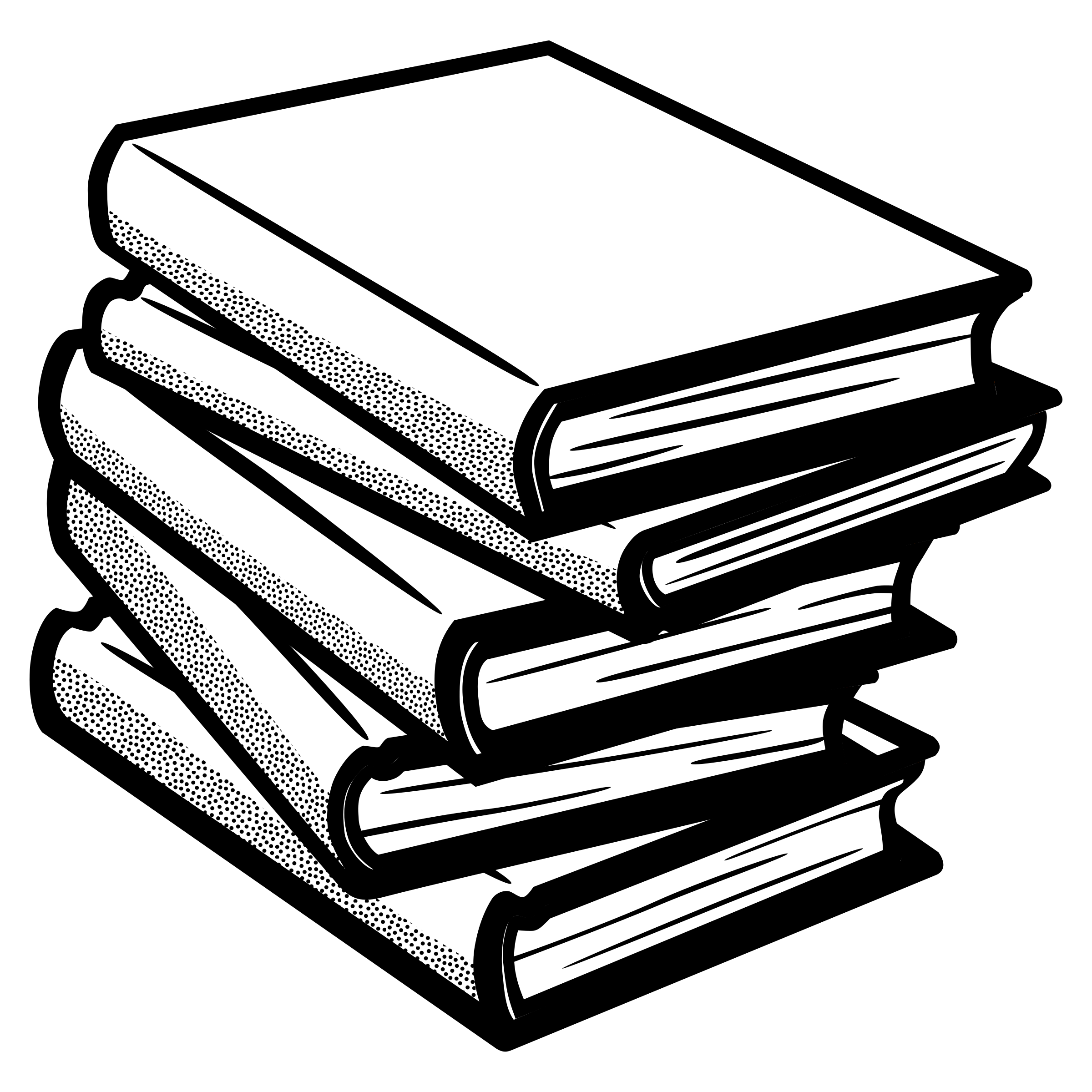 Stack Of Books, Black And White Line Art, No Shading. - Tall Stack Of Books Black And White, Transparent background PNG HD thumbnail