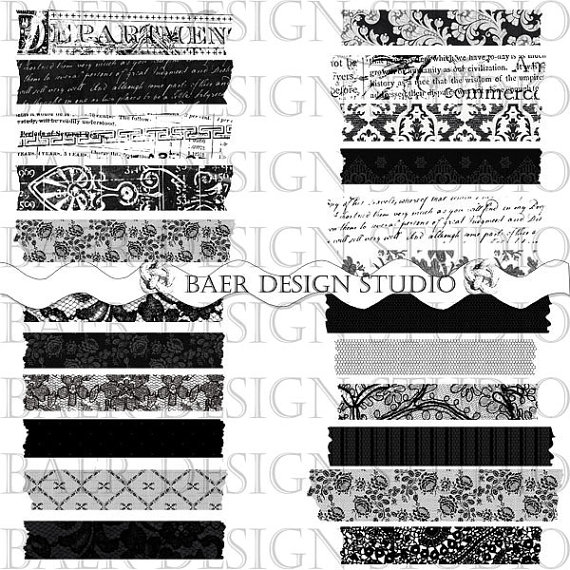 Black And White Digital Washi Tape, Clip Art Commercial Use, Clip Art Planners, Png Digital Washi Tape, Scrapbook Embellishment, #15207 - Tape Black And White, Transparent background PNG HD thumbnail